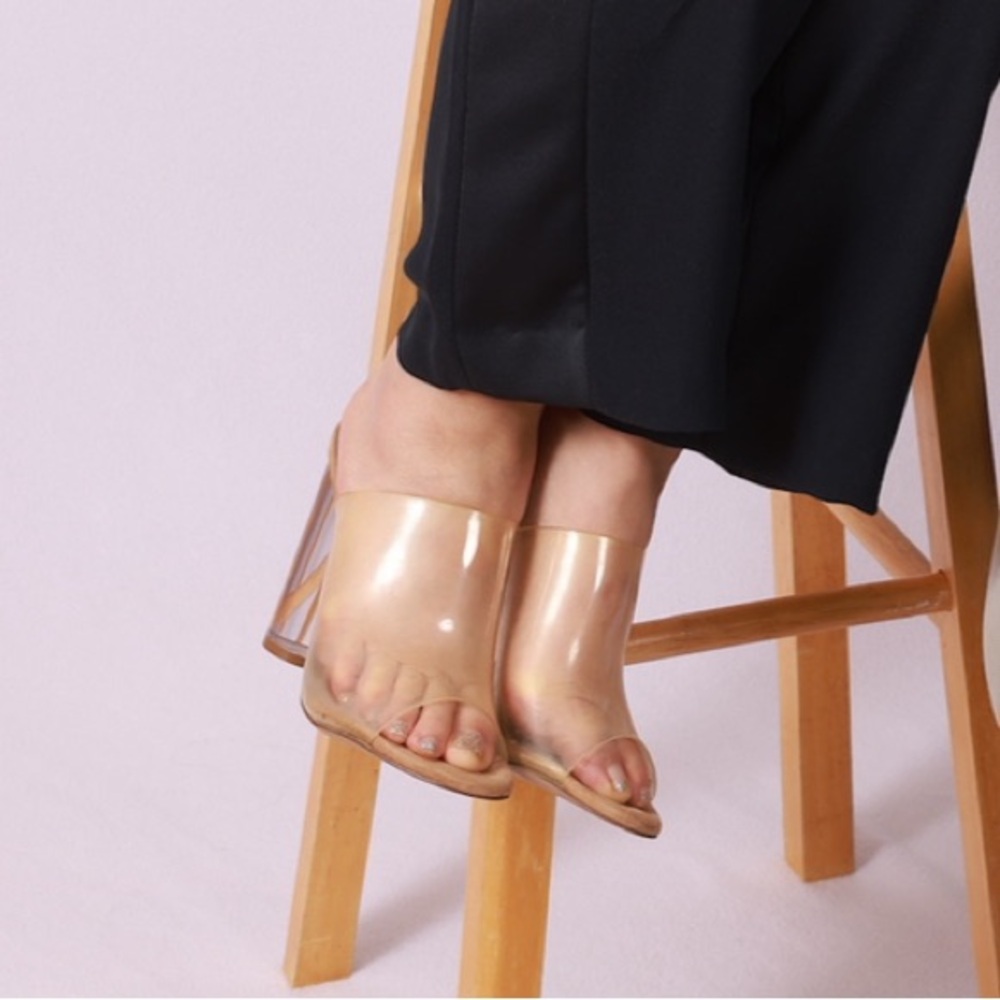 Steve Madden Clear Nude Mules